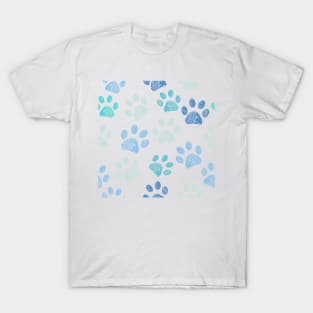 Doodle blue paw prints pattern T-Shirt